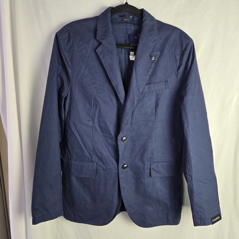 PIOMBO 38R Navy Cotton Sport Coat Blazer Preppy Coastal Academia Career‎ Classic